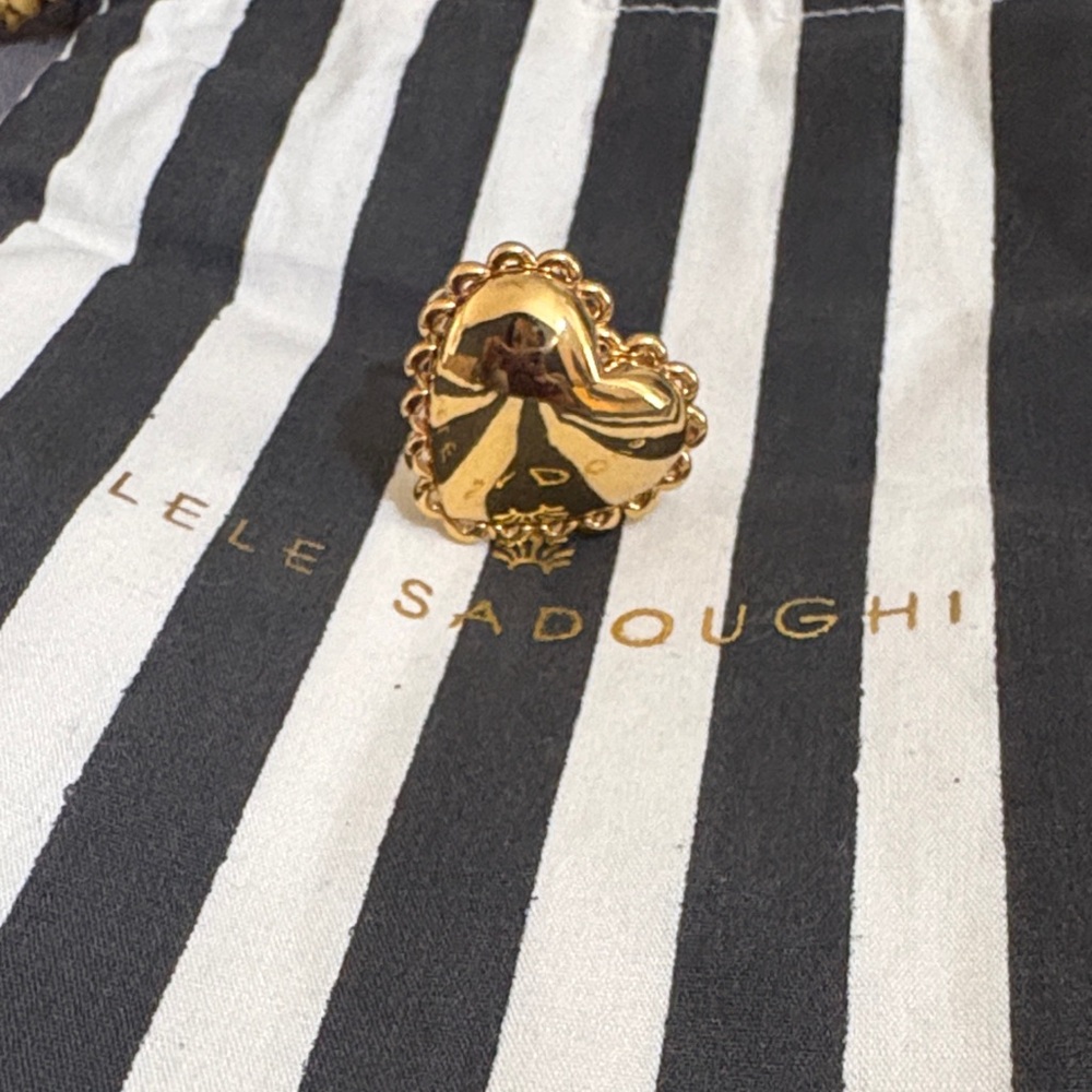 Lele Sadoughi Gold Heart Statement Ring